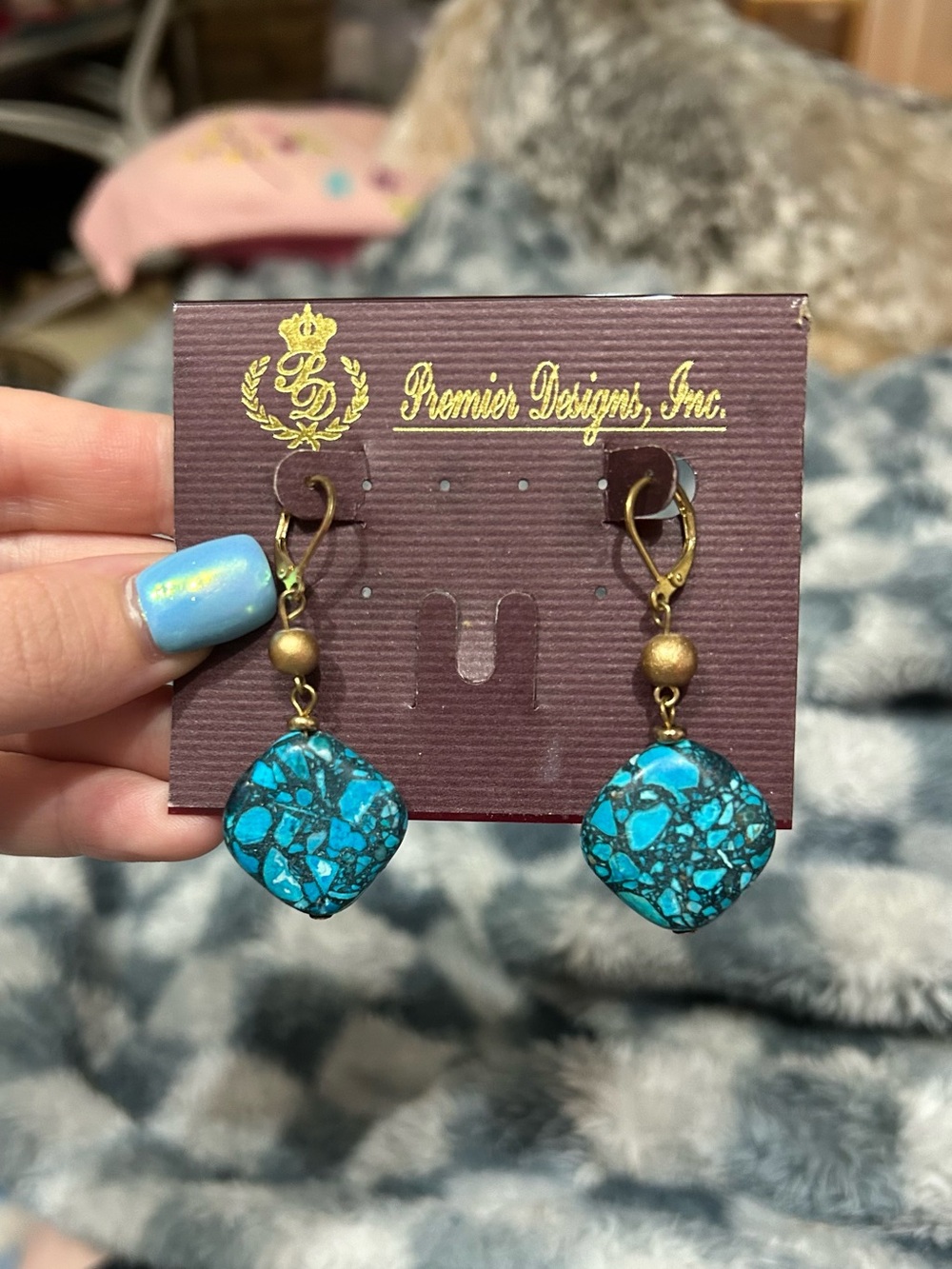 Premier Designs Turquoise Mosaic Drop Earrings